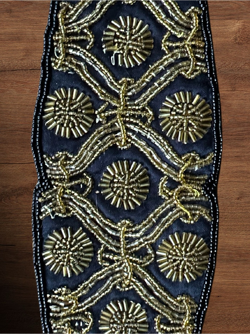 90’s Embellished Black and Gold Beaded Women's Belt